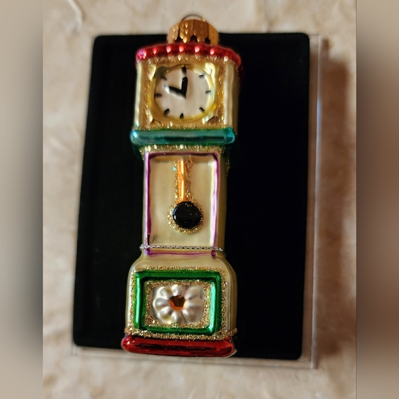 Unique Treasures Hand Crafted Christmas Glass Ornament Grand Father Clock - Picture 3 of 5